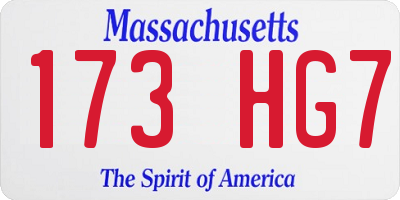 MA license plate 173HG7