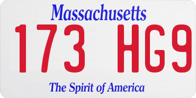 MA license plate 173HG9