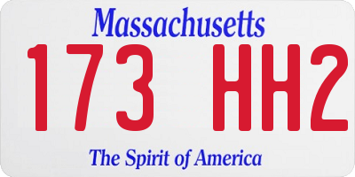 MA license plate 173HH2
