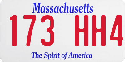 MA license plate 173HH4