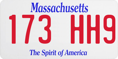 MA license plate 173HH9
