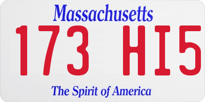 MA license plate 173HI5