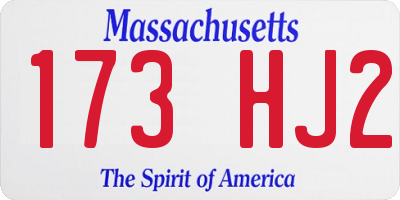 MA license plate 173HJ2