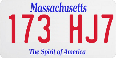 MA license plate 173HJ7