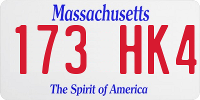 MA license plate 173HK4
