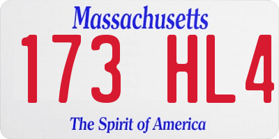 MA license plate 173HL4