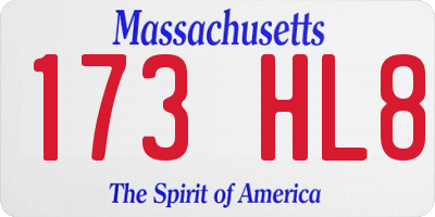MA license plate 173HL8