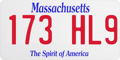 MA license plate 173HL9