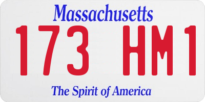 MA license plate 173HM1