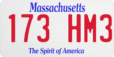 MA license plate 173HM3