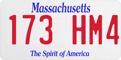 MA license plate 173HM4