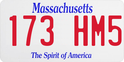 MA license plate 173HM5