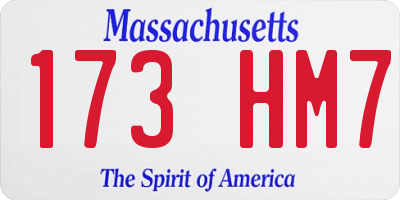MA license plate 173HM7