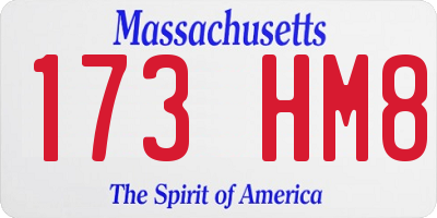 MA license plate 173HM8