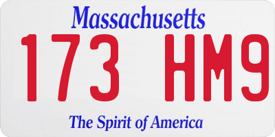 MA license plate 173HM9