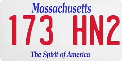 MA license plate 173HN2