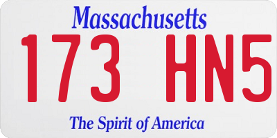 MA license plate 173HN5