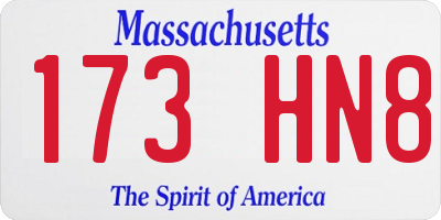 MA license plate 173HN8