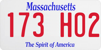 MA license plate 173HO2