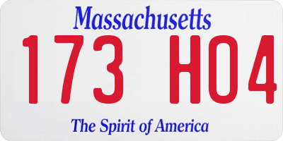 MA license plate 173HO4