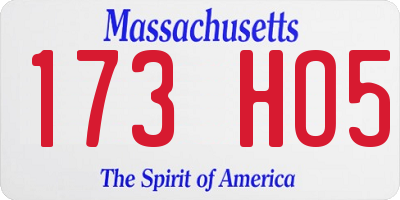 MA license plate 173HO5
