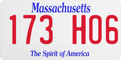 MA license plate 173HO6