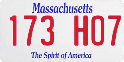 MA license plate 173HO7