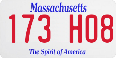 MA license plate 173HO8