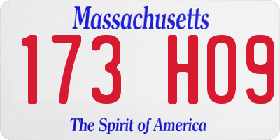MA license plate 173HO9