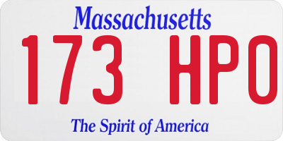 MA license plate 173HP0
