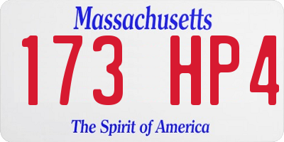 MA license plate 173HP4