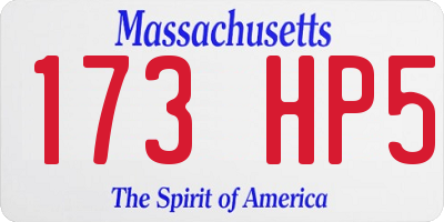 MA license plate 173HP5