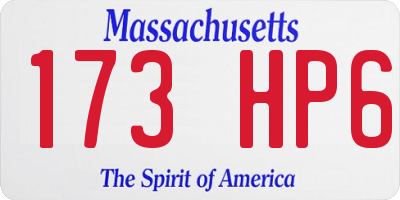 MA license plate 173HP6