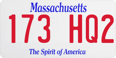 MA license plate 173HQ2