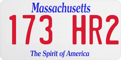 MA license plate 173HR2