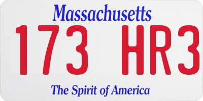 MA license plate 173HR3