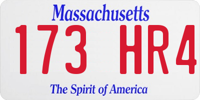 MA license plate 173HR4