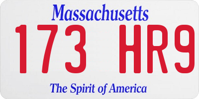 MA license plate 173HR9