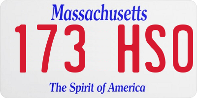 MA license plate 173HS0
