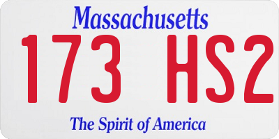 MA license plate 173HS2