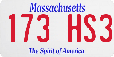 MA license plate 173HS3