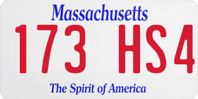 MA license plate 173HS4