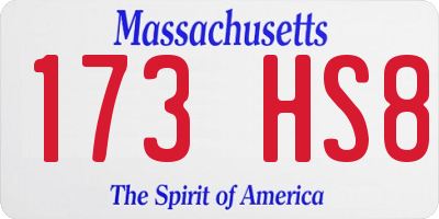 MA license plate 173HS8