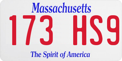 MA license plate 173HS9