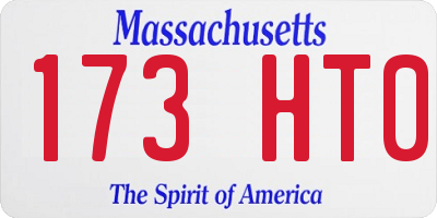 MA license plate 173HT0