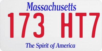 MA license plate 173HT7
