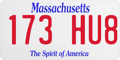 MA license plate 173HU8