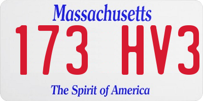 MA license plate 173HV3