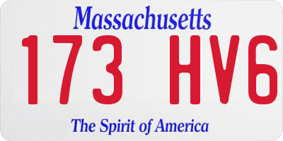 MA license plate 173HV6