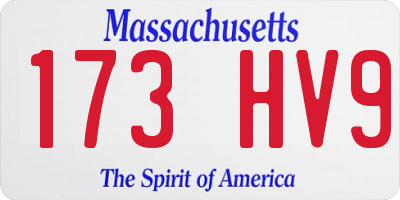 MA license plate 173HV9